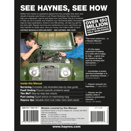 revue technique LAND-ROVER Series II IIA III 1958-1985