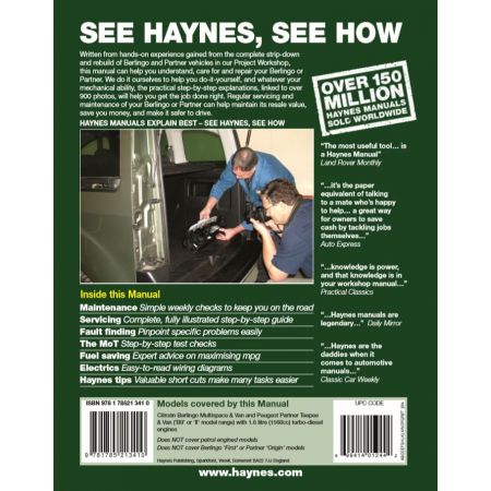 Berlingo-Partner 08-16 Revue Technique Haynes PEUGEOT CITROEN Anglais