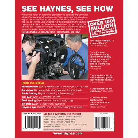 Mokka Petrol & Diesel 12-16 - 62 to 66   Revue technique Haynes VAUXHALL Anglais