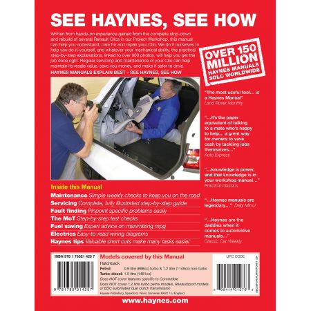 Clio 13 - 18 -  Manuel RENAULT Anglais