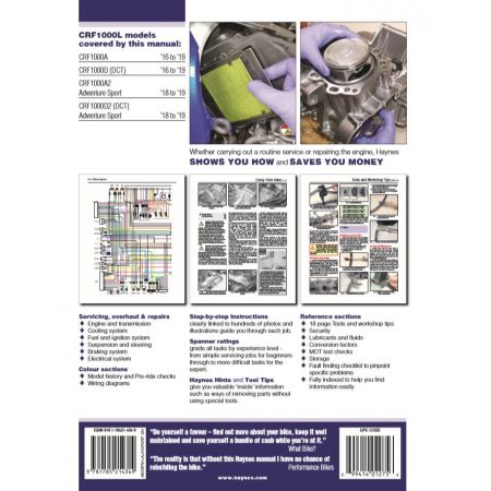 CRF1000L Africa Twin 16-18 Revue technique Haynes HONDA Anglais