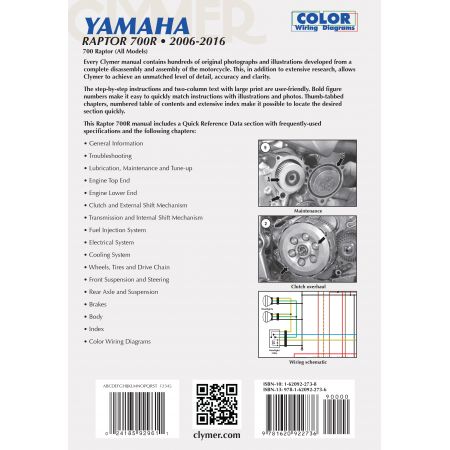 revue technique YAMAHA Raptor 700R 2006-2016