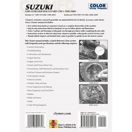 1500 Intruder/Boulevard C90 98-09 Revue technique Clymer SUZUKI Anglais