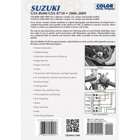 GSXR 600 750 06-09 Revue technique Clymer SUZUKI Anglais