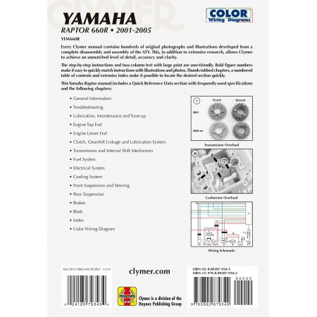 Raptor 660R 01-05 Revue technique Clymer YAMAHA Anglais