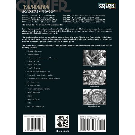 Road Star 99-07 Revue technique Clymer YAMAHA Anglais