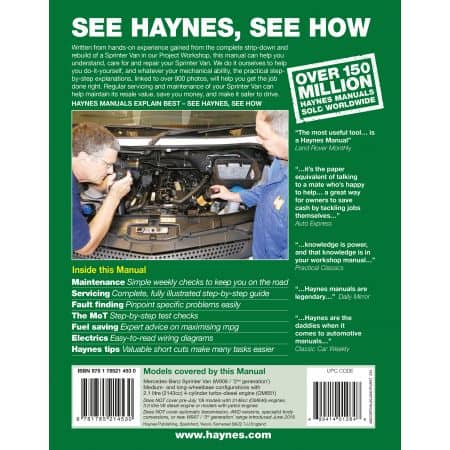 Sprinter Die 95-06 Revue technique Haynes MERCEDES Anglais