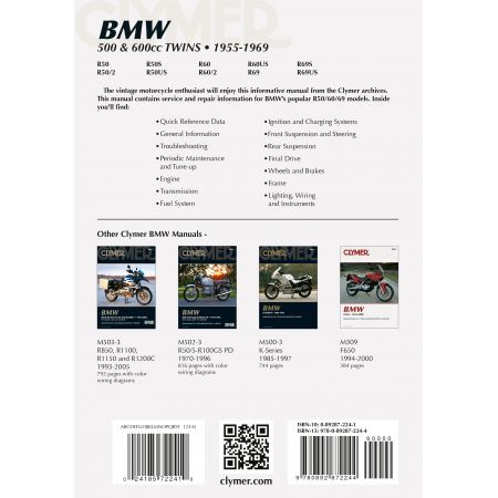 500 & 600cc Twins 55-69 Revue technique Clymer BMW Anglais