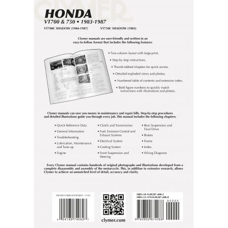 VT700 & 750 83-87 Revue technique Clymer HONDA Anglais