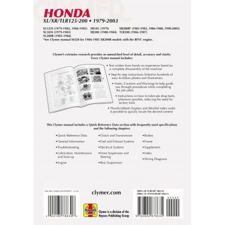 XL/XR/TLR125-200 79-03 Revue technique Clymer HONDA Anglais
