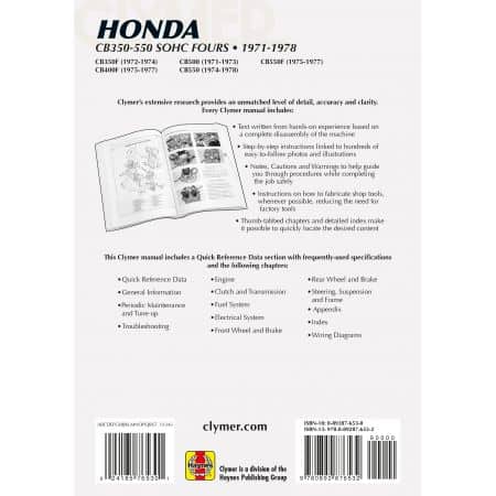 revue technique HONDA 350-550cc Fours 1972-1978  CB350F 72-74 , CB500 71-73 , CB550F 75-77 , CB400F 75-77 , CB550 74-78