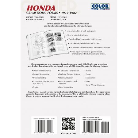 CB 750 DOHC Fours 79-82 Revue technique Clymer HONDA Anglais