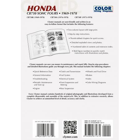 CB 750 SOHC Fours 69-78 Revue technique Clymer HONDA Anglais