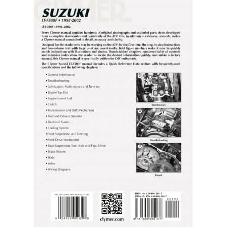 LT-F500F 98-02 Revue technique Clymer SUZUKI Anglais