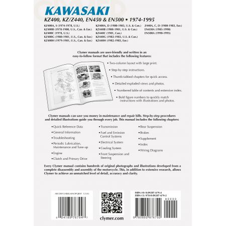 KZ400-Z440 EN450-500 74-95 Revue technique Clymer KAWASAKI Anglais
