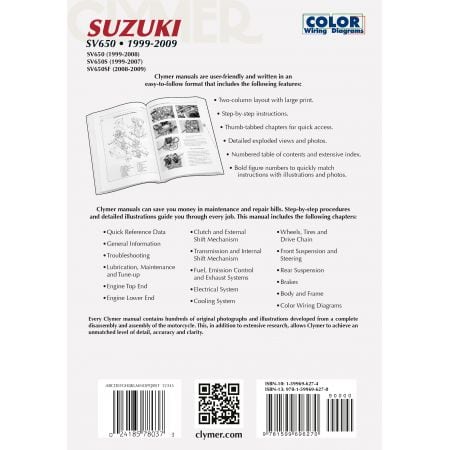 SV650 99-09 Revue technique Clymer SUZUKI Anglais