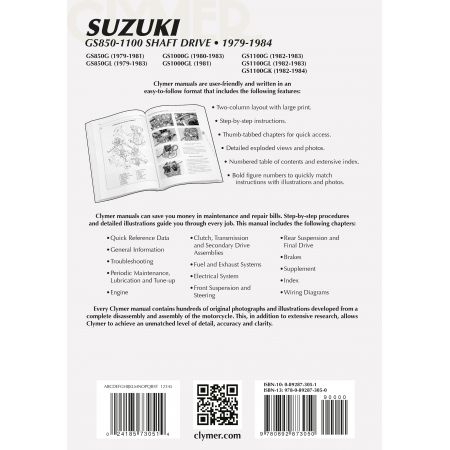 GS 850-1100 Shaft Drv 79-84 Revue technique Clymer SUZUKI Anglais