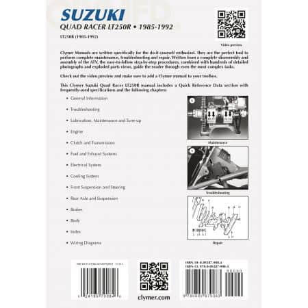 Quad Racer LT 250 R 85-92 Revue technique Clymer SUZUKI Anglais