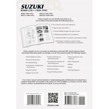 RM 80-250 89-95 Revue technique Clymer SUZUKI Anglais