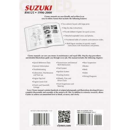 RM 125 96-00 Revue technique Clymer SUZUKI Anglais