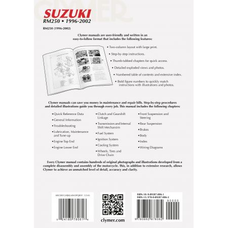 RM 250 96-02 Revue technique Clymer SUZUKI Anglais