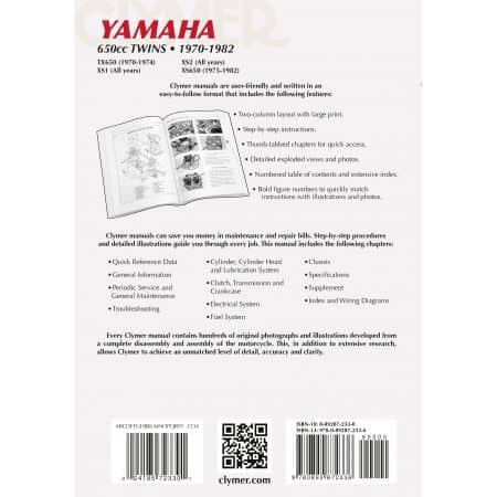 650cc Twins 70-82 Revue technique Clymer YAMAHA Anglais