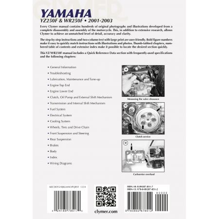 YZ/WR 250F 01-03 Revue technique Clymer YAMAHA Anglais
