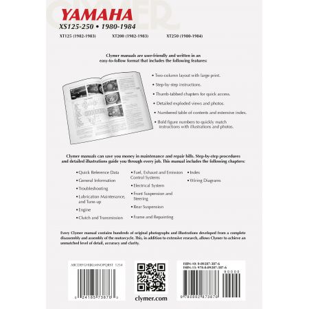 XT 125-250 80-84 Revue technique Clymer YAMAHA Anglais