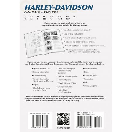 PANHEADS 48-65 Revue technique Clymer HARLEY Anglais