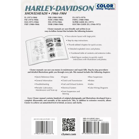 SHOVELHEADS 66-84 Revue technique Clymer HARLEY Anglais