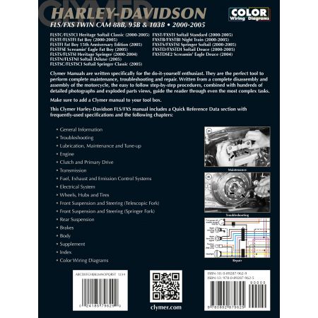 FLS/FXS Twin Cam, 88B 95B 103B 00-05 Revue technique Clymer HARLEY Anglais