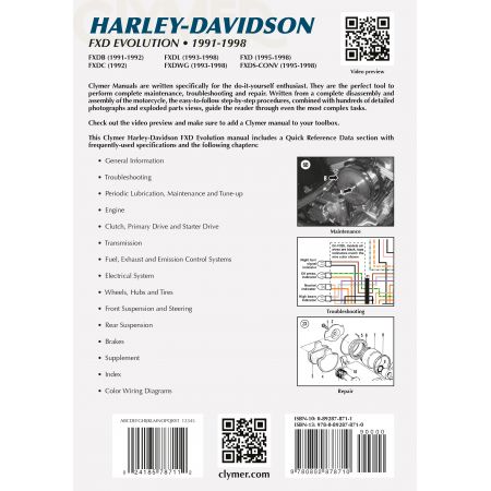 FXD Dyna Wide Glide Convertible 91-98 Revue technique Clymer HARLEY Anglais