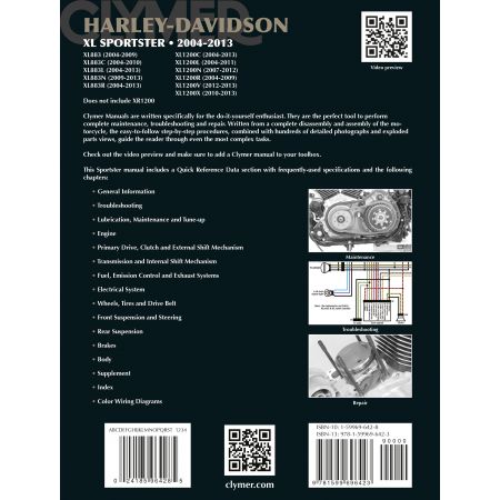 SPORTSTER XL1200C CUSTOM 04-05 Revue technique Clymer HARLEY Anglais