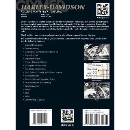 XL/XLH Sportster Evolution 86-03 Revue technique Clymer HARLEY Anglais