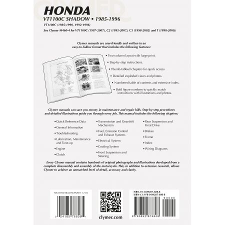 SHADOW 1100CC 85-96 Revue technique Clymer HONDA Anglais