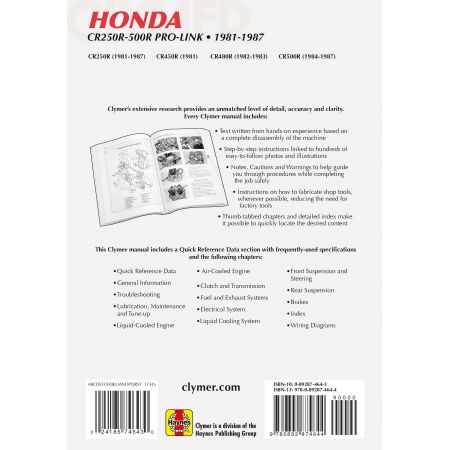 CR250-500R Pro-Link 81-87 Revue technique Clymer HONDA Anglais