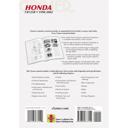 CR125 98-02 Revue technique Clymer HONDA Anglais