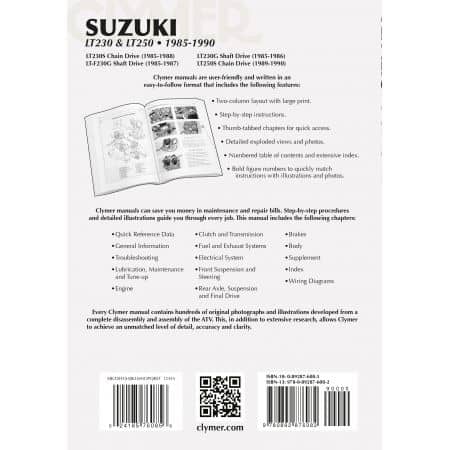 LT230 - LT250 85-90 Revue technique Clymer SUZUKI Anglais