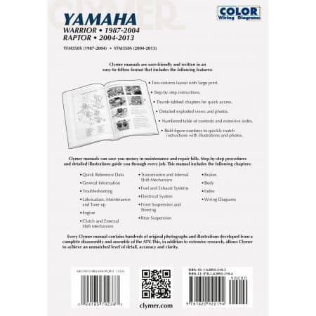 Warrior RAptor 87-13 Revue technique Clymer YAMAHA Anglais