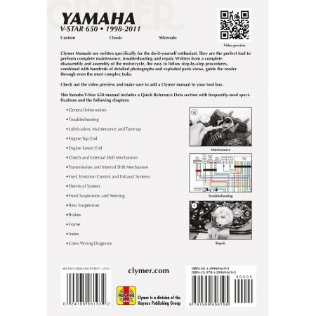 V-Star 650 98-11 Revue technique Clymer YAMAHA Anglais