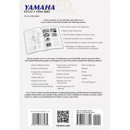 YZ125 94-01 Revue technique Clymer YAMAHA Anglais