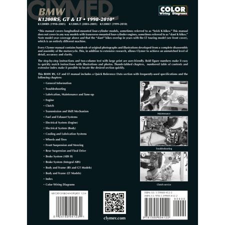 K1200 RS LT GT 98-10 Revue technique Clymer BMW Anglais