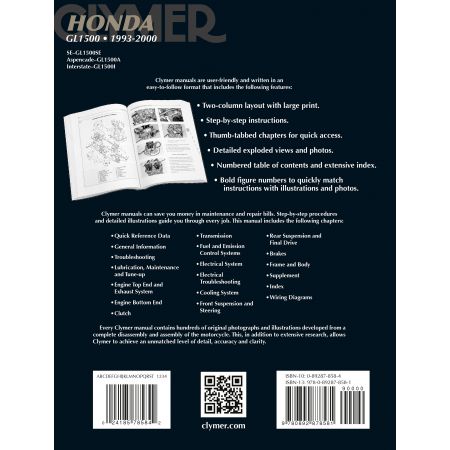 GL1500 93-00 Revue technique Clymer HONDA Anglais