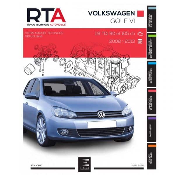 VW VOLKSWAGEN GOLF VI de 2008 à 2013  1.6 TDI 90 et 105 cv