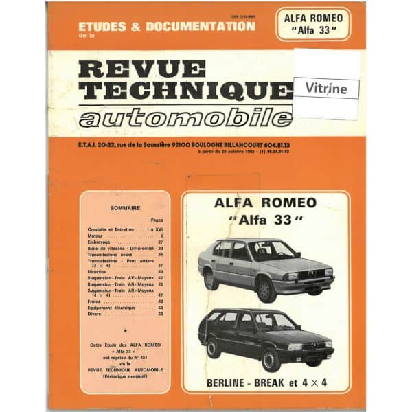33 85-89 Revue Technique Alfa Romeo