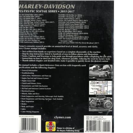 FLS/FXS/FXC Sofftail 11-16 Revue technique Clymer HARLEY Anglais