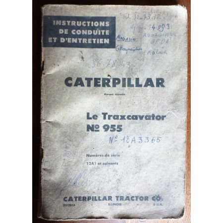 CATERPILLAR Traxcavator 955  ME-CATER-TRAX - Manuel entretien