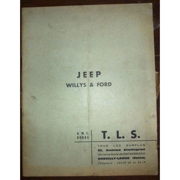 WILLYS  Jeep et Ford  ME-JEEP-WILLYS - Manuel Entretien
