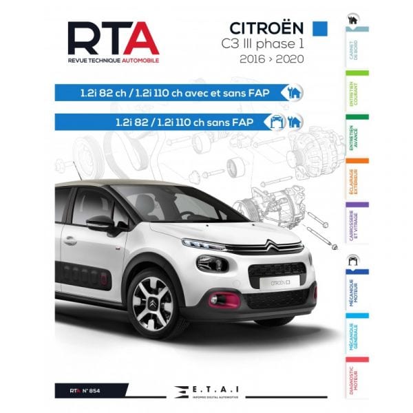 CITROEN C3 III 2016-2020  1.2I   82cv et 110cv  RTA0854 - Décembre 2020