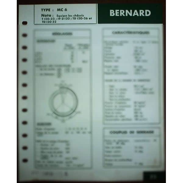 W42 - W71 Fiche Technique Bernard